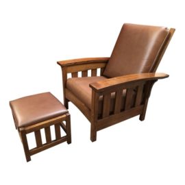 NEW AJ's Furniture Morris Chair & Ottoman - A Pair. Original Price: $2,000.00
