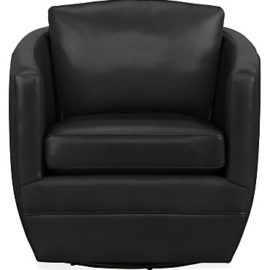 Room & Board Ford Black Leather Swivel Chair. Original Price: $1,600.00