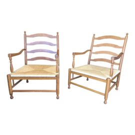 Ladder Back Rush Chairs - a Pair