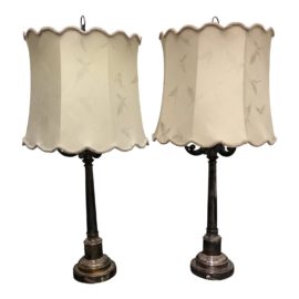 Vintage Mid-Century Silver Table Lamps - A Pair