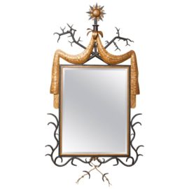 Gilbert Poillerat Style Wrought + Painted Iron Mirror. Original Price:$6,500.00