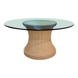 Custom Column & Round Glass Top Table. Original Price: $3,310.00