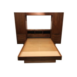 Mid-Century Modern Barzilay Walnut Queen Bed Frame with Storage