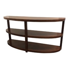 Mid-Century Modern Curved Three-Tiered Wooden Console Table
