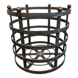 Rustic Round Iron Firewood Basket