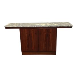 Danish Rosewood + Marble Top Console Table