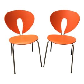 Stua Jesus Gasca Orange Globus Chairs - A Pair. Original Price: $590
