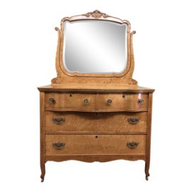 Vintage Curly Maple Dresser & Mirror
