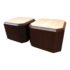 Pair of Contemporary Travertine-Top End Tables
