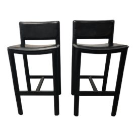 Madrid Black Leather Barstools From Room & Board - A Pair. Original Price: $638