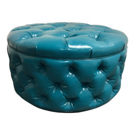 NEW Vanguard Furniture Tufted Teal Ottoman. Original Price: $2,500.00
