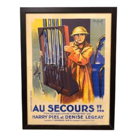 Framed Original "Au Secours" Movie Poster