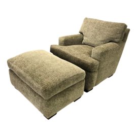 A. Rudin Plush Green Chair + Ottoman