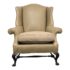 Sutter Furniture Leather Wingback Chair & Fabric Cushion by Holly Hunt