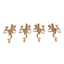 Minton-Spidell + Luminaire Floral Motif Two-Light Wall Sconces - Set of 4
