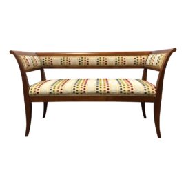 Custom Wood + Fabric Mid-Century Style Settee Bench