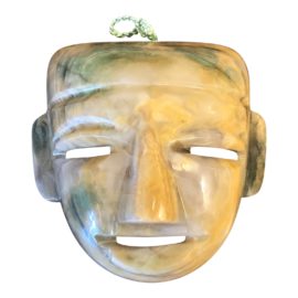 Vintage Latin American Carved Jade Mask Decor