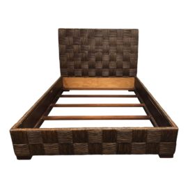 John Hutton for Donghia Block Island Tobacco Queen Size Bed Frame. Original Price: $7,000.00