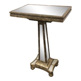 Sherrill Collection Silver Leaf & Mirrored Side Table