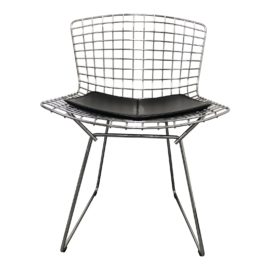 Mid-Century Modern Knoll Bertoza Chrome & Black Vinyl Chair. Original Price: $826