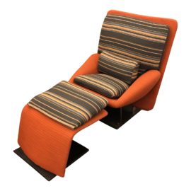 Saporiti Italia Vittorio Introini Reclining Lounge Chair & Ottoman