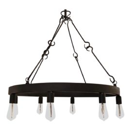 Rustic Round Metal + Eddison Bulbs Chandelier