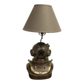 Vintage Reproduction Us Royal Navy Antique Diver's Helmet Table Lamp