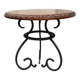 Round Cherry Wood + Metal Base Side Table Brueners Furniture. Original Price: $1,335