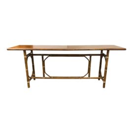 Vintage McGuire Bamboo + Leather Console Table