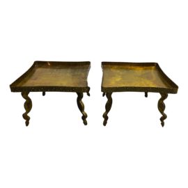 Pair of Custom Enamel Steel Metallic Gold Side Tables