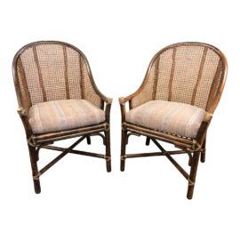 McGuire Caned Host Chairs, a Pair