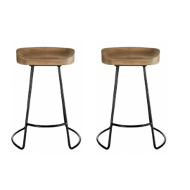 Wood + Metal Counter Stools - a Pair
