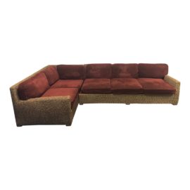 Walter's Wicker Works Custom Cranberry Upholstered 2-Piece Sectional Sofa. Original Price: $24,869.00