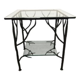 Twig Branch Motif Metal + Glass Side Table