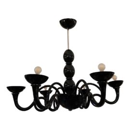 Örni Halloween Artemide Six Arm Pantalica Black Suspension Chandelier. Original Price: $4,000