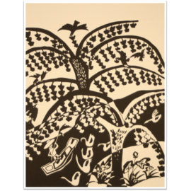 "Money-Growing Tree" - Watercolor on Paper, Black and White