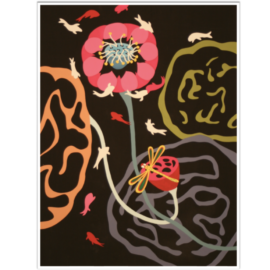 "Fish Among Lotus Flowers" - Watercolor on Paper