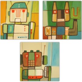 NEW "Robots" Set of 3 by Chirawat Prampetch