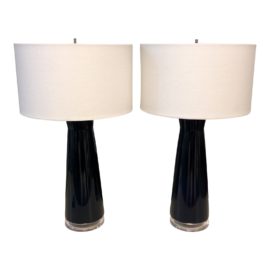 Pair of Pottery Barn Cerena Glazed Table Lamps