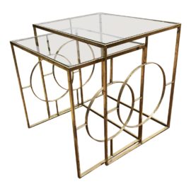 Gold Finish + Glass Nesting Side Tables