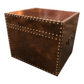 Nail Head Trimmed Leather Trunk Table