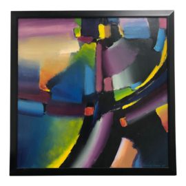 1987 Original Abstract Acrylic Painting on Canvas Signed M.Malcom