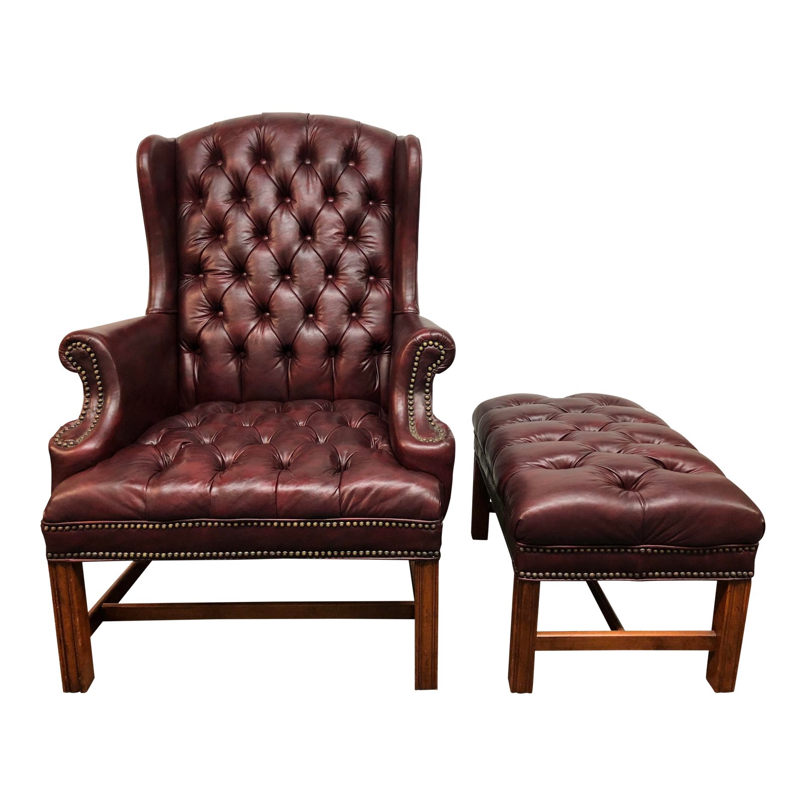 Sam Moore Tufted Wing Chair + Ottoman - Design Plus Gallery