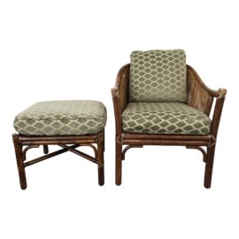 McGuire Bamboo Lounge Chair With Ottoman
