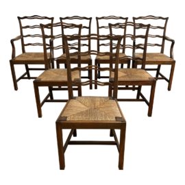 Set of Seven Vintage Georgian Chippendale Ladderback Chairs