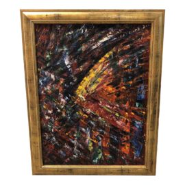 Mid-Century Russian Artist Framed Oil on Canvas Abstract