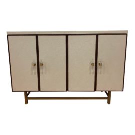 NEW Worlds Away Ramsey Faux Fish Scale Shagreen Cabinet. Original Price: $2,997