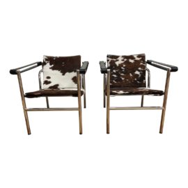 Room & Board Pierre Hide + Chrome Accent Chairs, a Pair