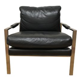 Crate & Barrel Milo Baughman Black Leather Chair. Original Price: $2,700