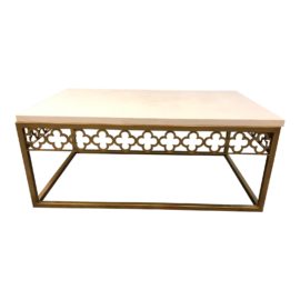 Quatrefoil Coffee Table in Brass + Marble